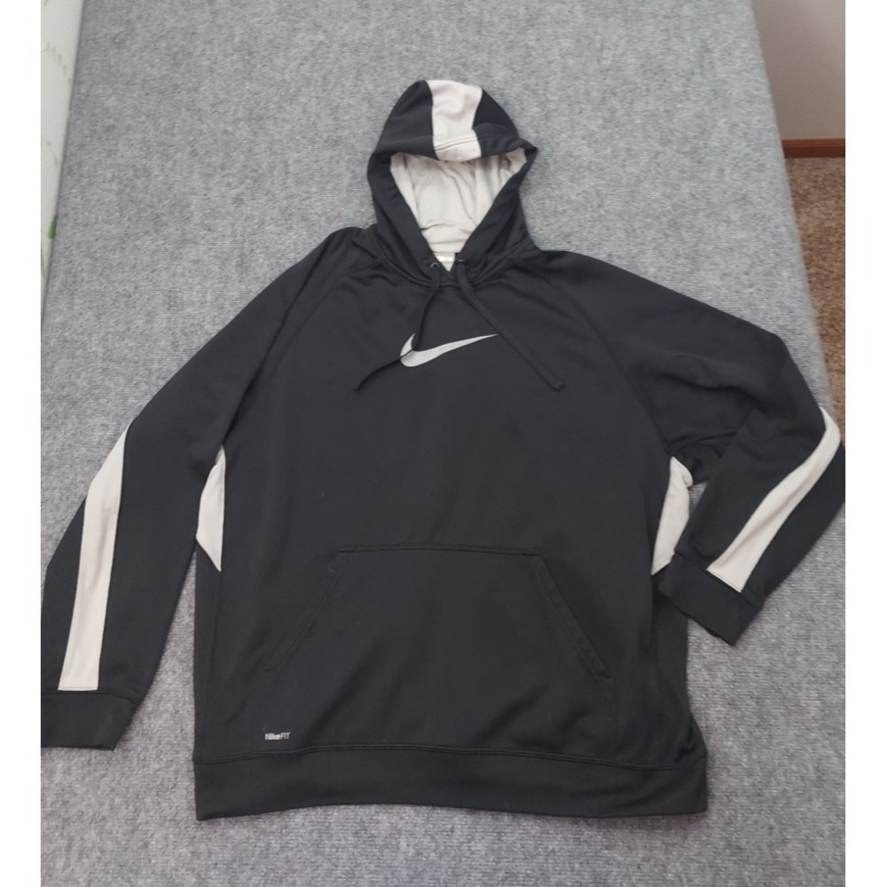 Nike FIT Therma Hoodie Mens XL Blue Center Swoosh Kangaroo Pocket